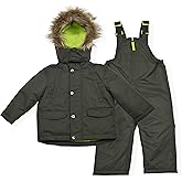 Arctic Quest boys Bib Snow Pants and Ski Jacket Water-resistant Snowsuit for Kids Winter Hooded Jacket