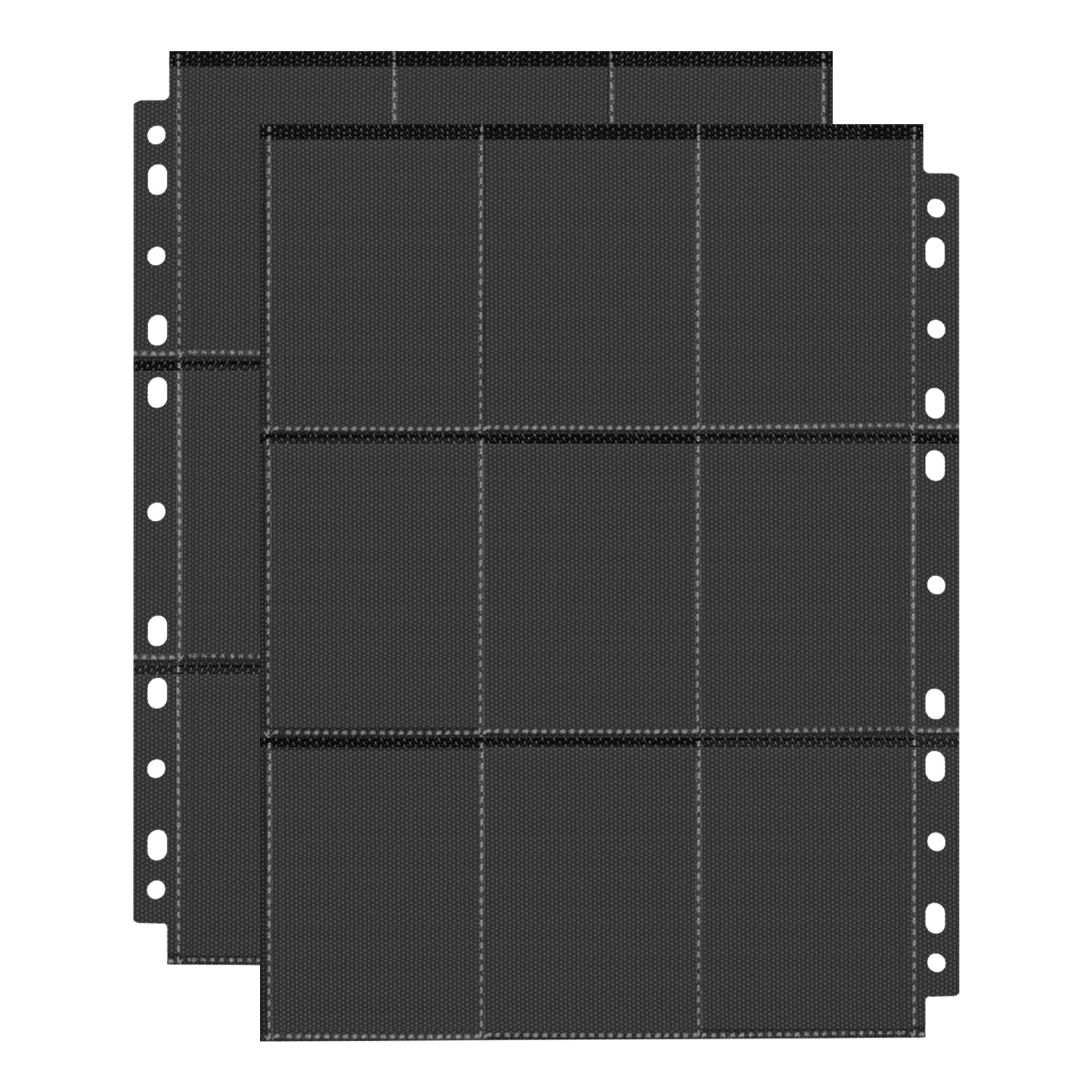 PESLNG 720 Pockets Doppelseitige Sammelkarten Hüllen, 9 Pocket Kartenhüllen für Ringordner mit 3-11 Löchern, transparent und säurefrei, geeignet für Standardkarten (Schwarz transparent, 40 Seiten)