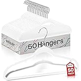 DEILSY™ White Hangers 50 Pack - Thin Slim Space Saving, Plastic Hangers, Non Velvet Plastic Hanger for Closet Organization Hanger for Clothes Adult