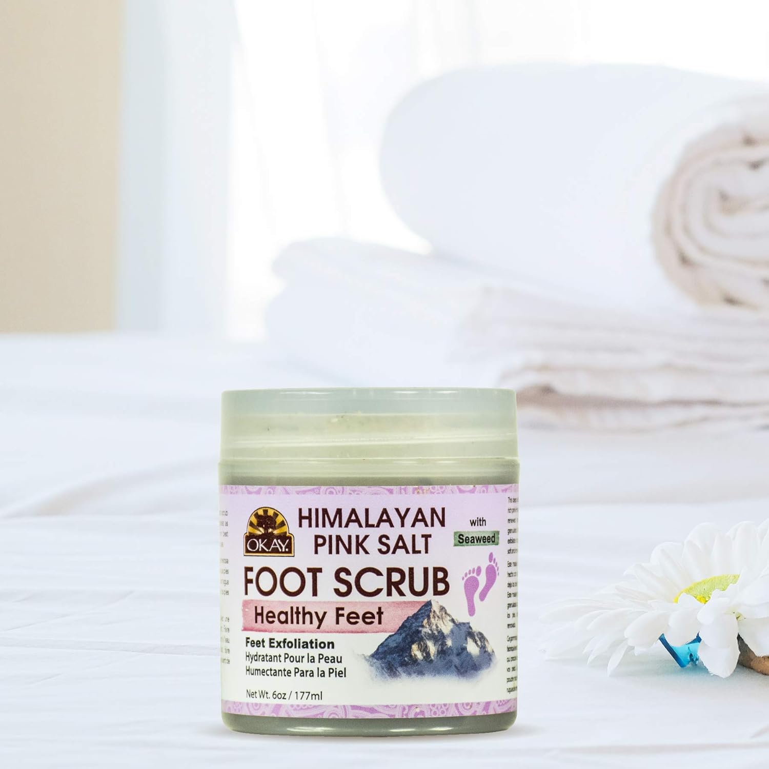 OKAY Himalayan Pink Salt with Seaweed Foot Scrub, 6 Ounce: Beauty