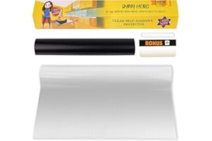 SHINY HERO Clear Contact Paper Wall Protector - Self Adhesive Removable Film Transparent Plastic Backsplash Sheet Kitchen Oil Proof Waterproof Sticker Foil Heat Resistant Furniture Door Scratch Wallpaper Dog Cat