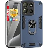 Compatible with Motorola Moto G15 Case，for Motorola Moto G15 Power / G17/ G17 Power Phone Case Built-in Stand Shockproof and Drop-Proof [with Tempered Glass Screen Protector] Blue
