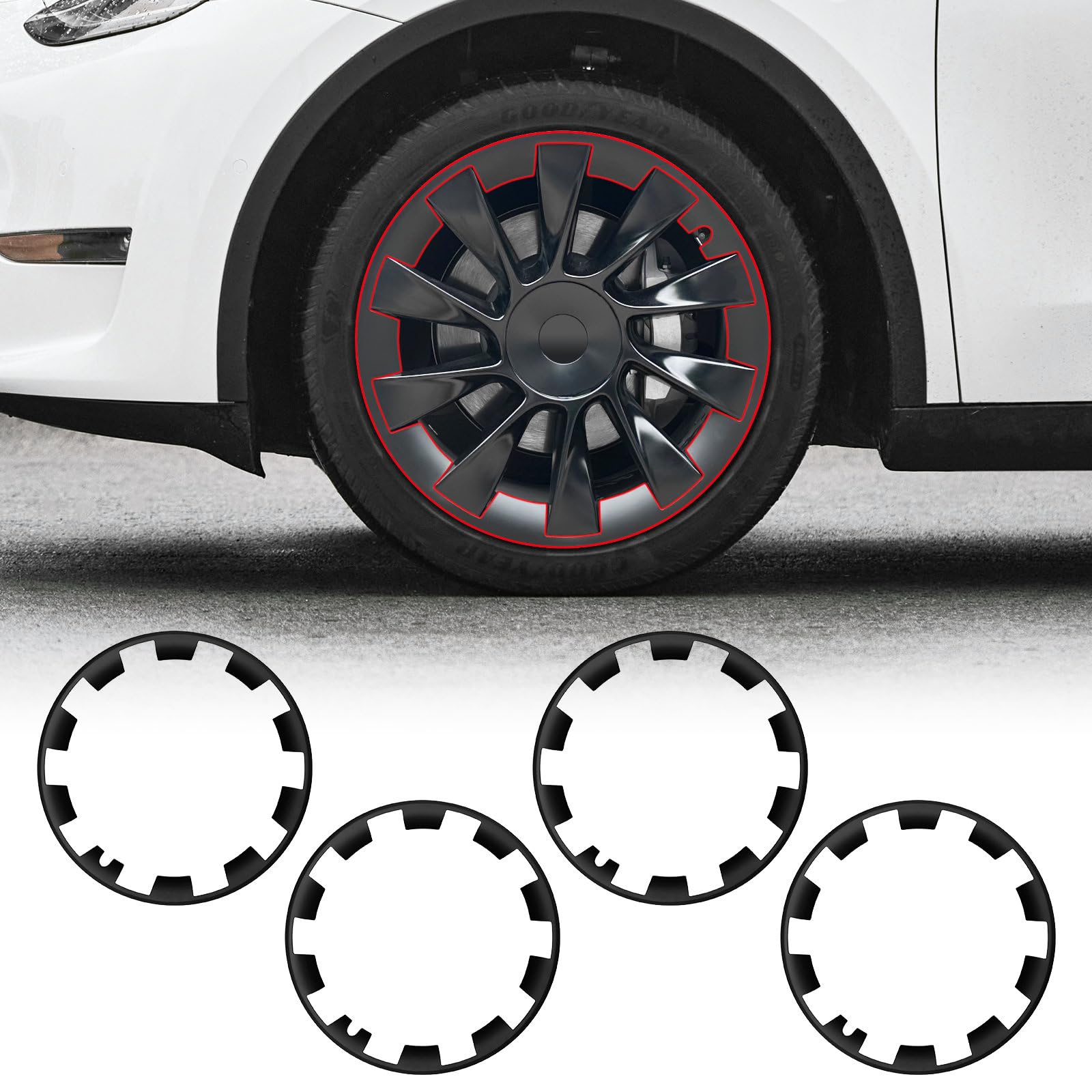 Klutchtech Tesla Model Y 2025 Juniper Wheel Rim Protectors - 4-Pack 20 Inch ABS Hubcaps (Silver) - View #10