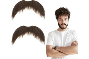 Tucnoeu Fake Mustaches,Realistic Mustache,Fake Facial Hair for Cosplay Costumes and Halloween Parties (Brown)
