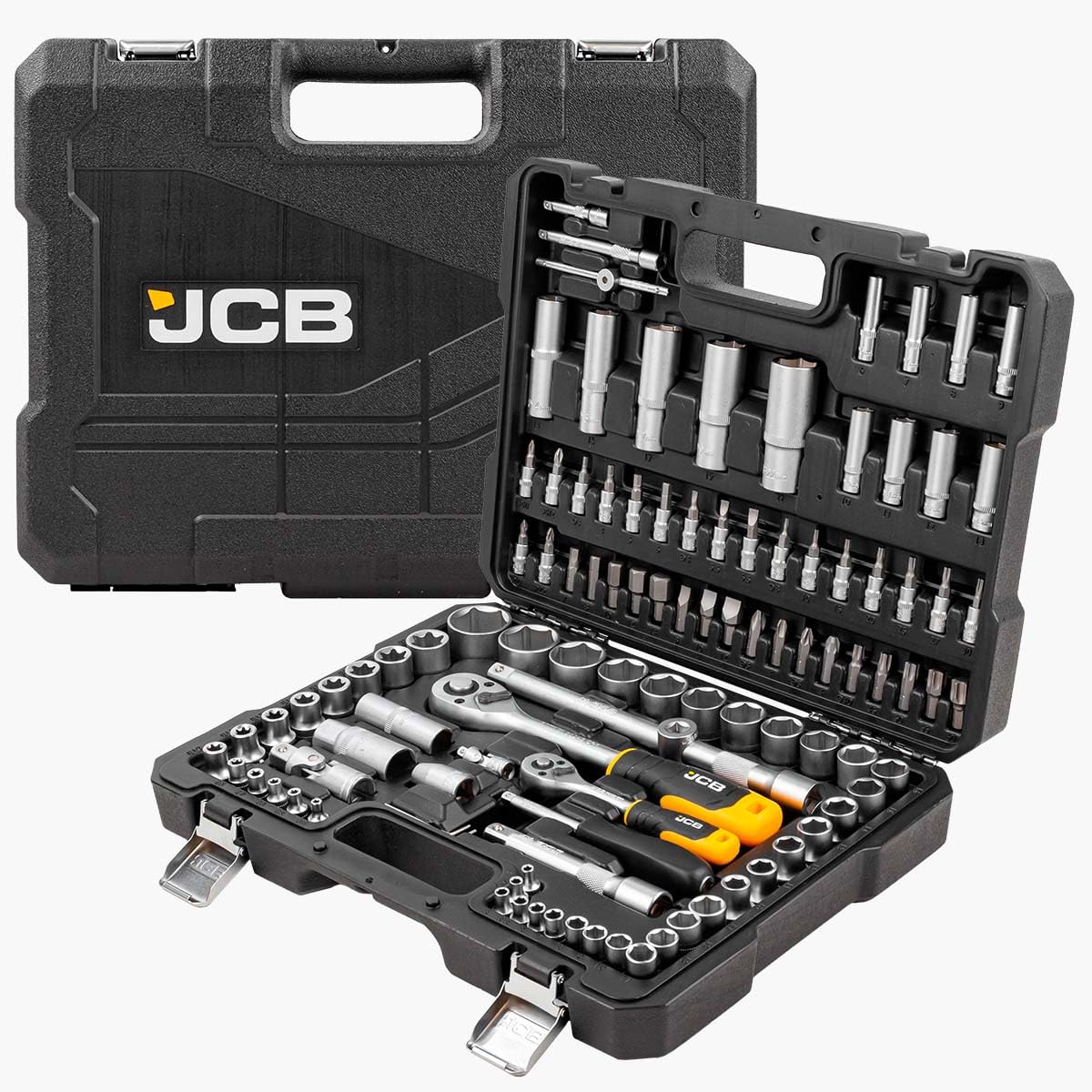 JCB 108 Piece Automotive Socket and Bit Set, Chrome Vanadium Steel | 3 Year Warranty