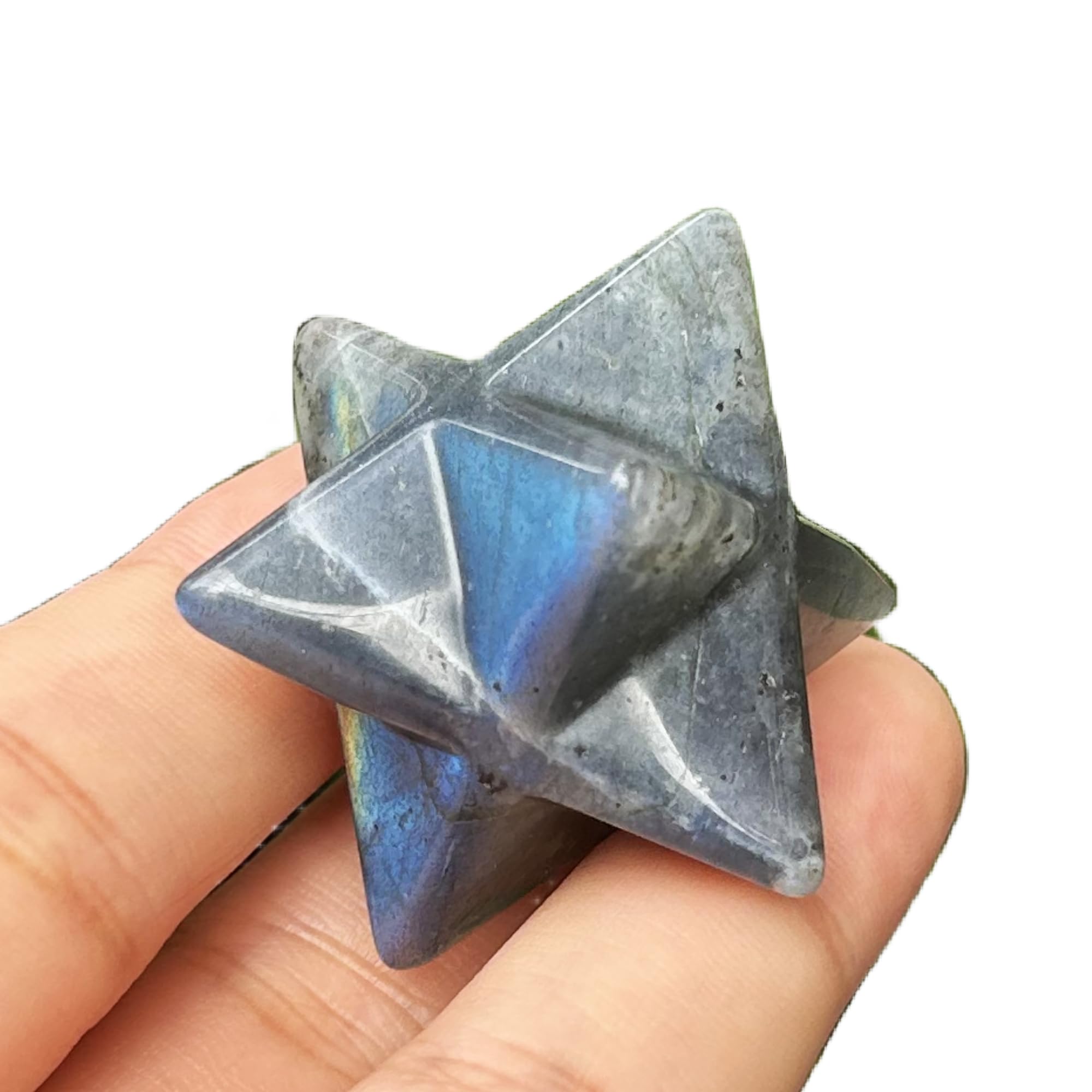Manekieko Natural Moonstone Merkaba Crystal Protection Sacred Meditation Energy Healing Chakra,25mm Hexagonal Star Crystals and Healing Stone