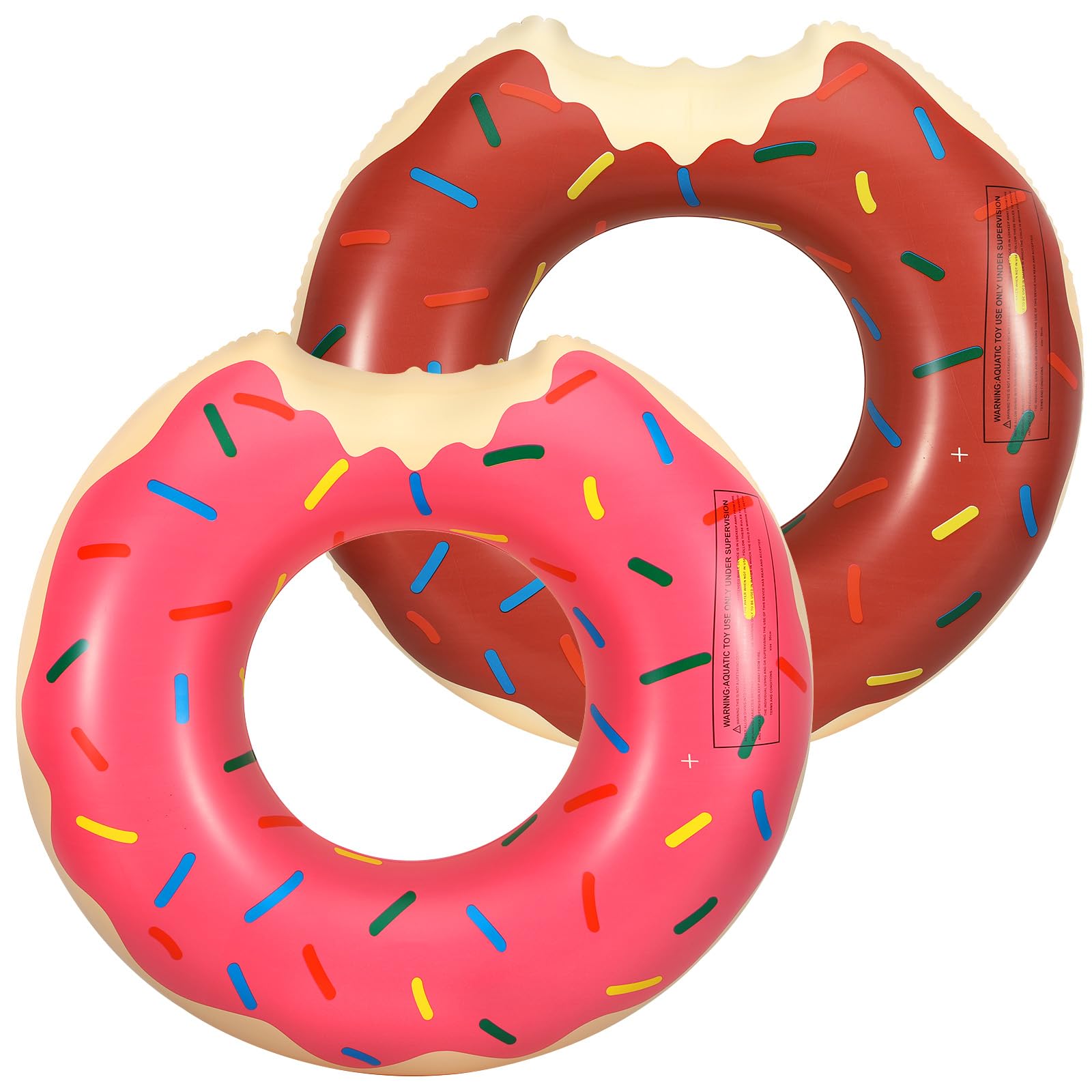 HeySplash Pool Inflatables, 2 Pack Donut Inflatables Rubber Rins for Kids & Adults, Inflatable Pool Toys Swimming Rings Pool Floats, Pool Tubes Funny Swim Float Tube Floaties for Beach Water Party