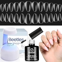 Amazon.com: Beetles Gel Nail Kit Almond-500Pcs Gel Nail Kit Easy ...
