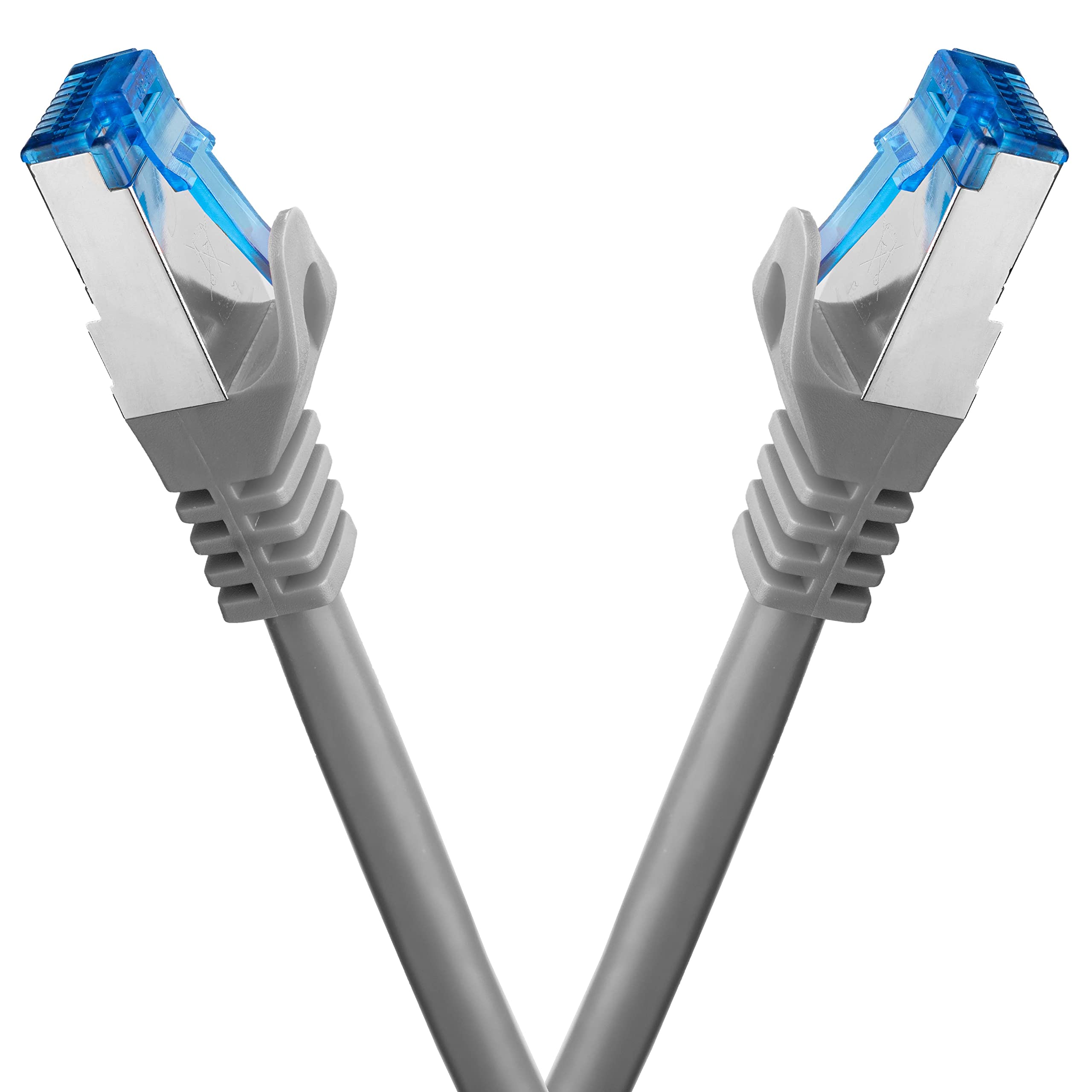 BIGtec Ethernet Cable 0,5m Internet Cable CAT 7 grey - 2 pieces - High Speed double shielded S/FTP RJ45 LAN compatible Gaming PC Laptop Computer Playstation 5 PS5 PS4 Xbox Smart TV Box NAS Switch