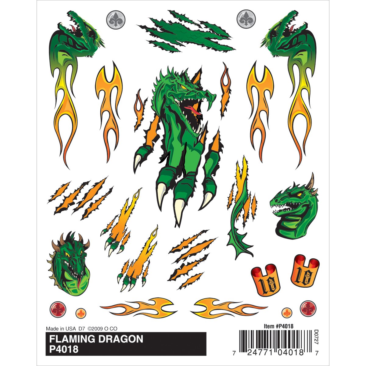 Woodland Scenics Pine Car Derby Dry Transfer Decal 4 x 5-inch Sheet-Flaming Dragon