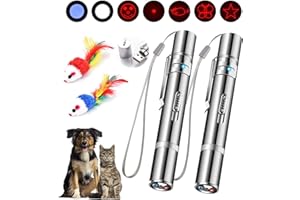Havenfly Cat Pointer Toy, 2 Cat Laser Pointer+2 Mice Toy, 7 Adjustable Patterns Laser ,Cat Toy Pointer for Indoor, 5 Switchable Patterns，Cat Red Light Lazer Pointer toy，USB Charging
