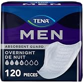 TENA Men Overnight Guards, Incontinence Pads for Men, 120 ct | Engineered to fit the male anatomy, these discreet, cup-shaped male guards help manage heavier bladder leaks, odor &amp; wetness
