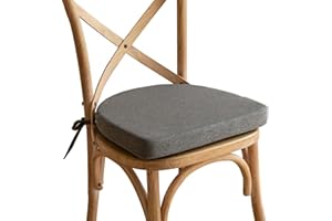 Eiury Kitchen Chair Cushion with Ties for Dining Chairs and Indoor Chair Pads 17"x16.5" Seat Cushion Non Slip U-Shaped Rubber Back Seat Cover Machine Washable-Dark Grey