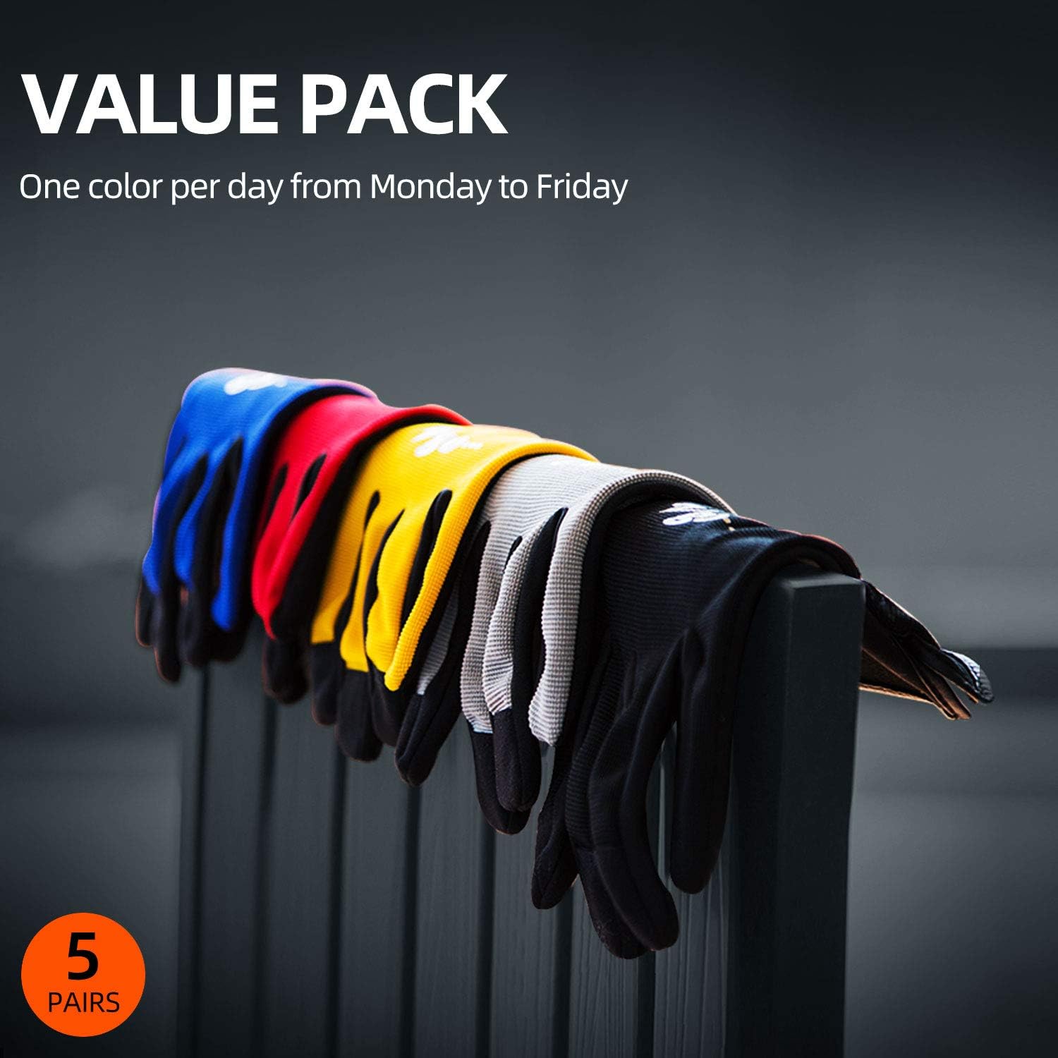 Vgo 5-Pairs Light-Duty Artificial Leather Work Gloves, Multi-Purpose & 360° Breathable Gloves, High Dexterity, Abrasion Resistant, Superior Colorfastness (Size M, 5 Colors, AL8736) - - 