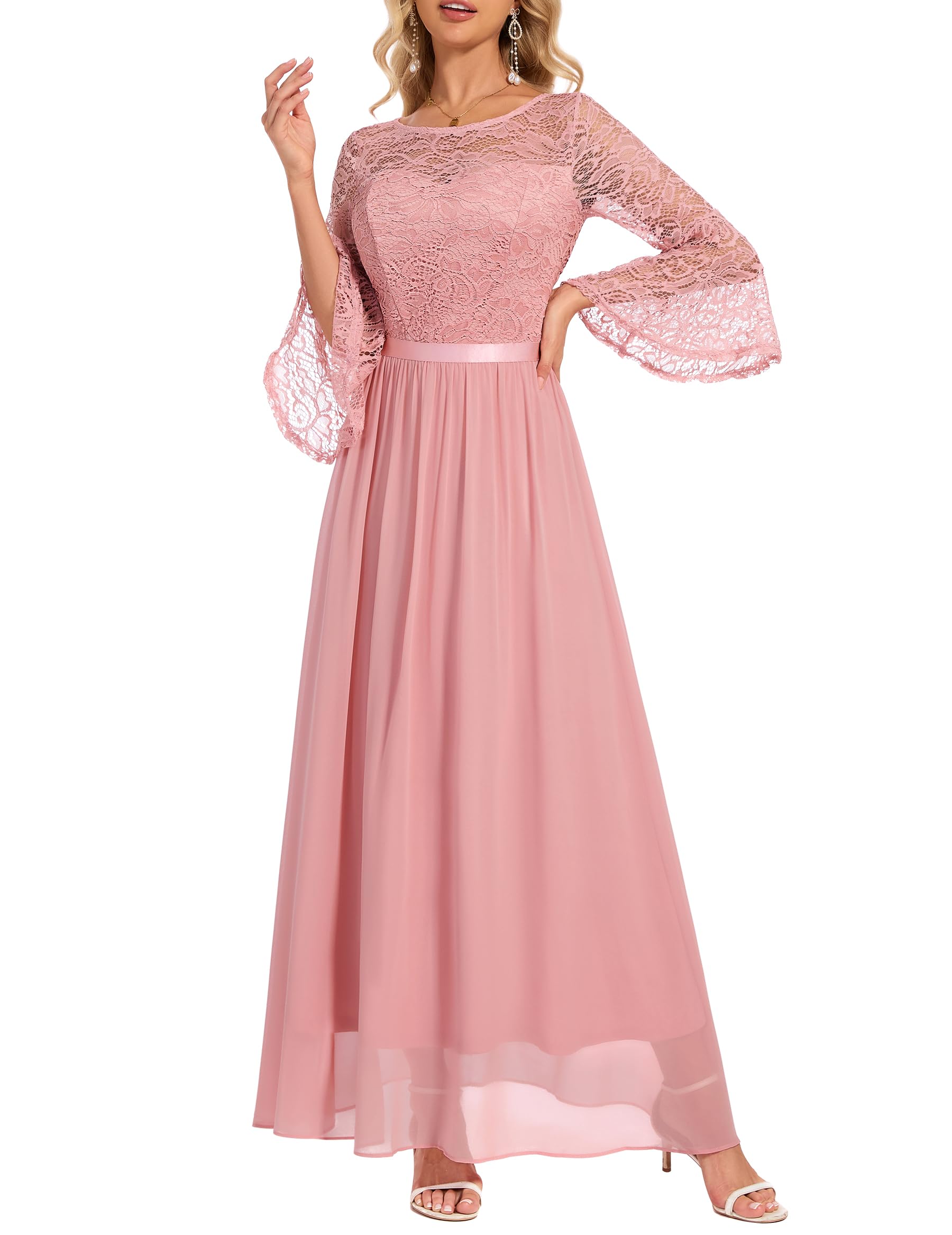 Wedtrend Women's Prom Dress Bell Sleeve Long Formal