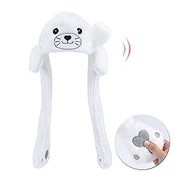 Bubblepompom Seal Hat with Ears Moving Jumping Pop