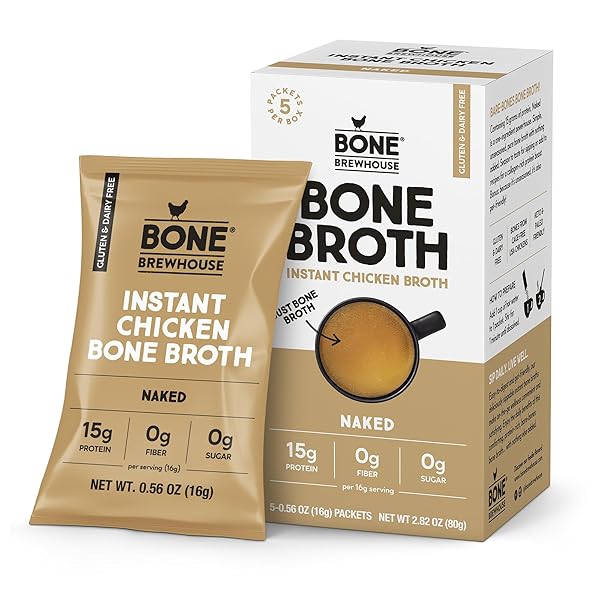 BONE BREWHOUSE – UNFLAVORED CHICKEN BONE BROTH PROTEIN POWDER – KETO & PALEO FRIENDLY – INSTANT SOUP BROTH – 15G PROTEIN – NATURAL COLLAGEN, GLUTEN-FREE & DAIRY FREE – 5 SERVINGS