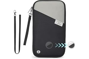 P.TRAVEL Travel Passport Wallet Passport Covers, RFID Blocking Family Passport Case with Airtag Pocket & Card Holder Waterproof Lightweight Travel Document Organizer for Women Men-black