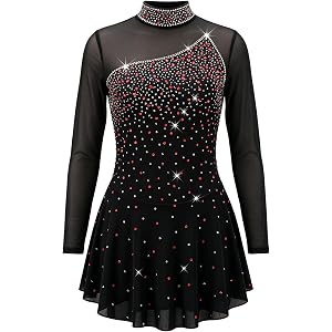 LIUHUO Ice Figure Skating Dress Competition Women's Girls | Long Sleeve,Comfort,Ventilate,Elastic,Support Customization,Shini