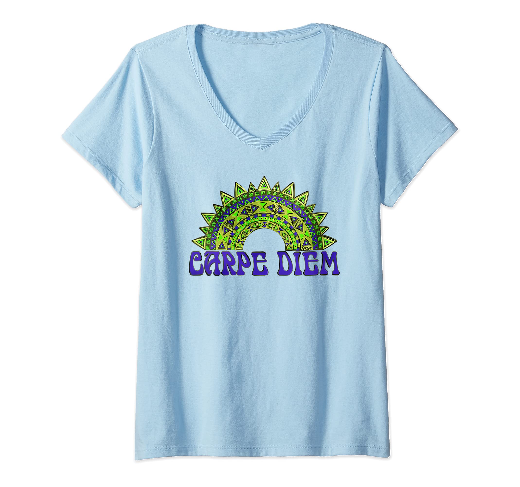 Womens CARPE DIEM Latin - Indigenous Mandala 6 - Fan Fun V-Neck T-Shirt