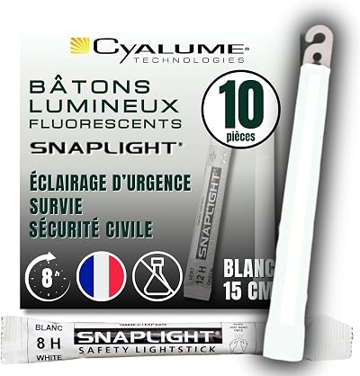 Cyalume SnapLight White Glow Sticks 6 Inch 8 Hour Industrial Grade Pack of 10
