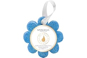 SPONGELLÉ Spongelle Freesia Pear Wild Flower Buffer Body Scrubber | Bath & Shower Loofah for Women | Exfoliator with Body Wash Infused Sponge | 14+ uses