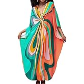 Yanziliu Kaftan Dress for Women,2025 Plus Size Hawaiian Batwing Sleeve Beach Cover Up Summer Swimsuit Dresses