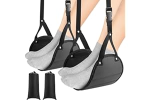 2-Pack Airplane Foot Hammock M66 – Adjustable Leg Rest Foot Hammock with Metal Buckles – Lightweight Travel Foot Rest for Air