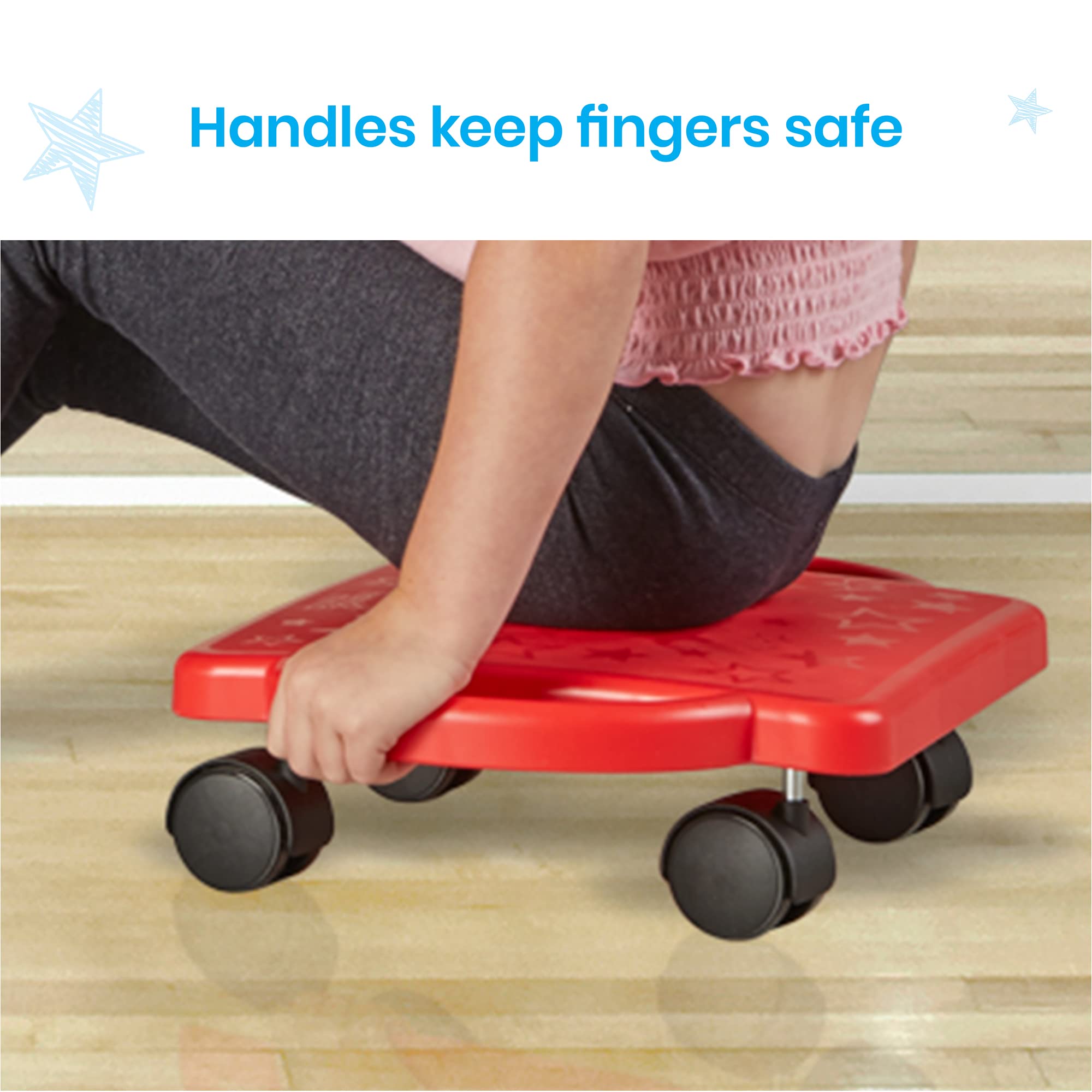 hand2mind Purple Indoor Scooter Board with Safety Handles for Kids Ages 6-12, Plastic Floor Scooter Board with Rollers, Physical Education for Home, Homeschool Supplies (Pack of 1)