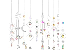 AMMUZA Radiant Hanging Crystal Sun Catchers Indoor Window 10pcs Set –Premium Prism Suncatchers for Window Sunlight – Home Decor Ornament Garden Patio Christmas Decoration (Silver)