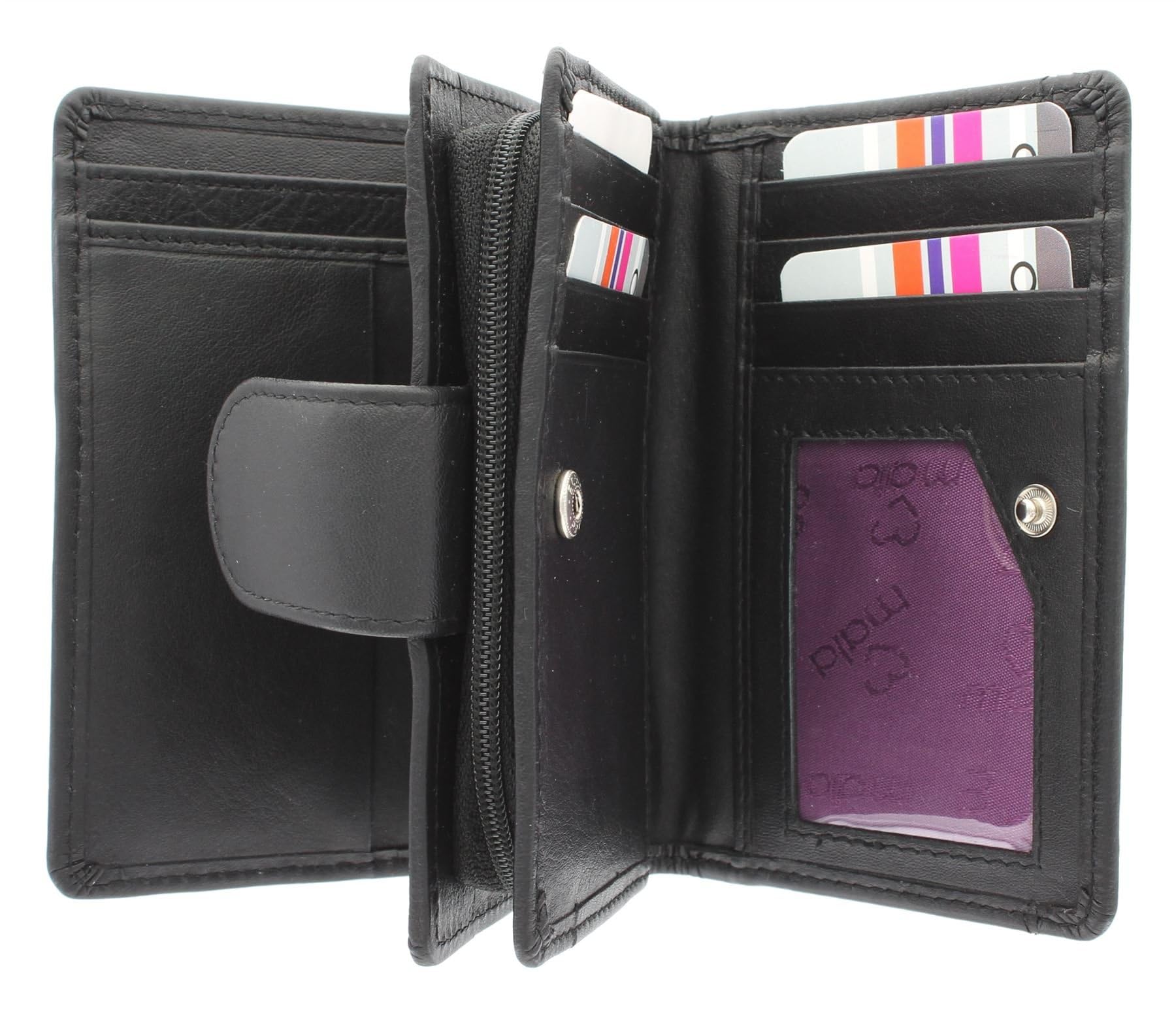 Mala Leather Origin Collection Leather Purse with RFID Protection and External ID Window 3118_5 Black