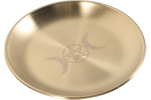 Angoily Bed Side Table Tray Altar Plate Candle Holder Ritual Burning Incense Offering Bowl Decorative Tealight Tray for Witchcraft Wiccan Tarot Supplies B Desk Valet Tray