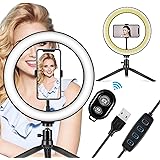 LED Ring Light 10" with Tripod Stand & Phone Holder - Dimmable Desk Makeup Ring Light for YouTube Video Live Stream Makeup Ph