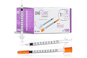 ONE-CARE Syringes 1 ml/cc, 31G x 5/16’’ (8mm), Orange Cap, 100/box