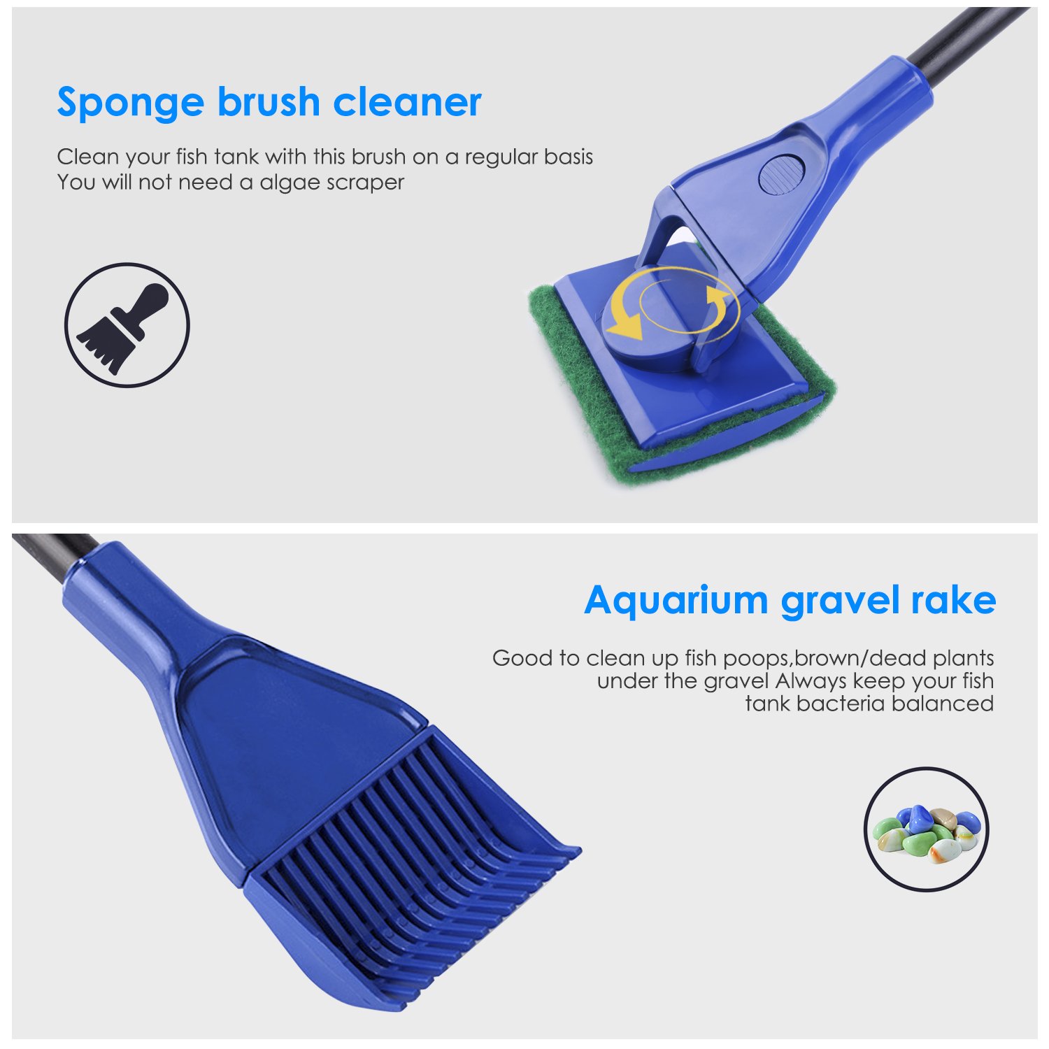 bedee Aquarium 6 en 1 Kit de Nettoyage, râteau de Gravier, Outil de Nettoyage d\'algues