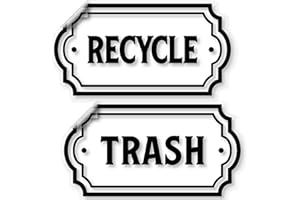 VINYL FRIEND Recycle and Trash Stickers Logo Symbol - 4 Pack - 4.9" by 2.5" Elegant Look for Trash Cans, Containers, and Gabrage cans - Laminated Vinyl Decal (XSmall, Black Transparent)