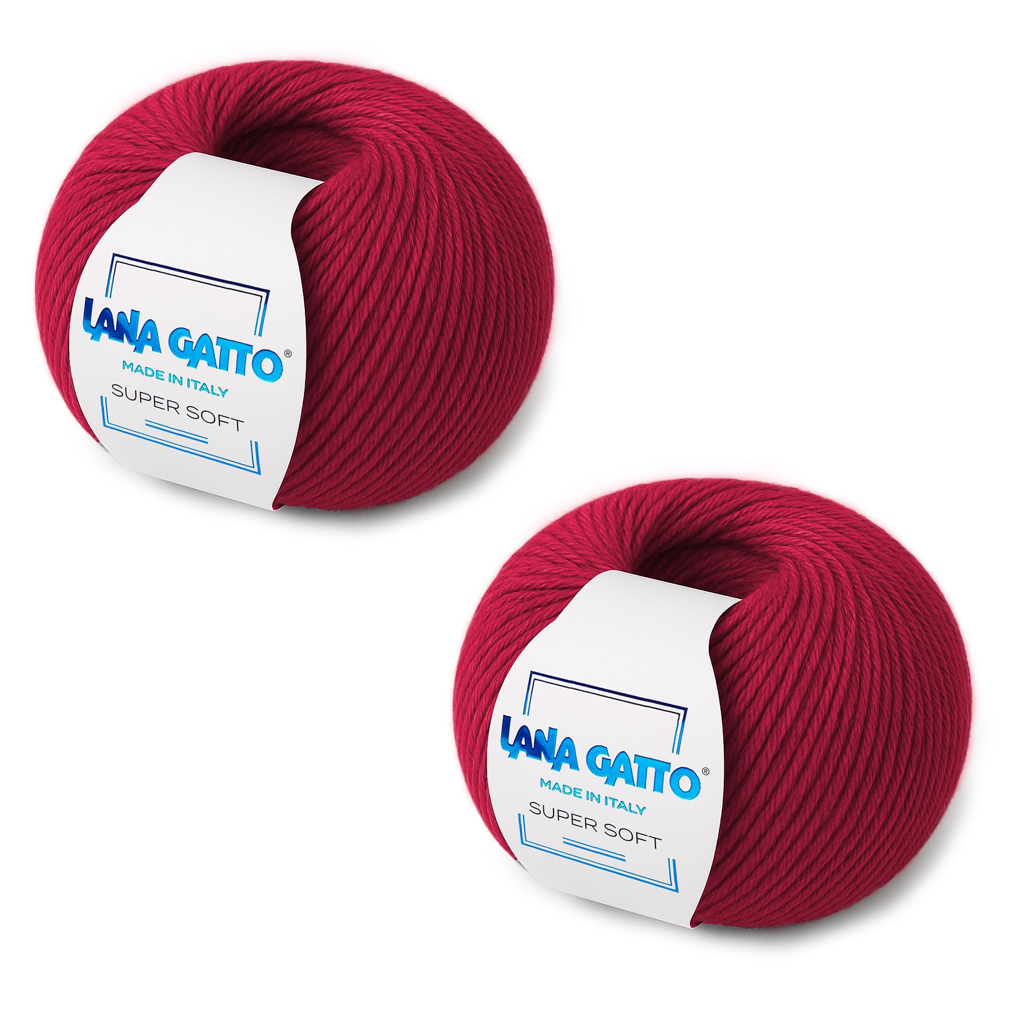 Kalapanta Super Soft Yarns for Crocheting and Knitting, 100% Merino Wool, Extra Fine, Made in Italy by Lana Gatto, 4 oz, 274 yds, Red