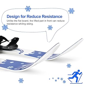 Odoland Kids Beginner Snow Skis And Poles Low Resistant Ski Boards For Age 4 And Under Snowflake