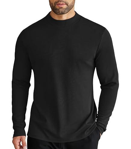 Zengjo Mens Mock Neck Long Sleeve T Shirts, Lightweight Warm Base