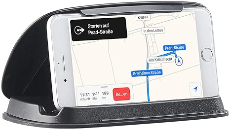 Lescars Navihalter: Universal-Mobilgeräte-Halterung fürs Armaturenbrett, bis 11,5cm Breite (Handyhalterung für Armaturenbret)