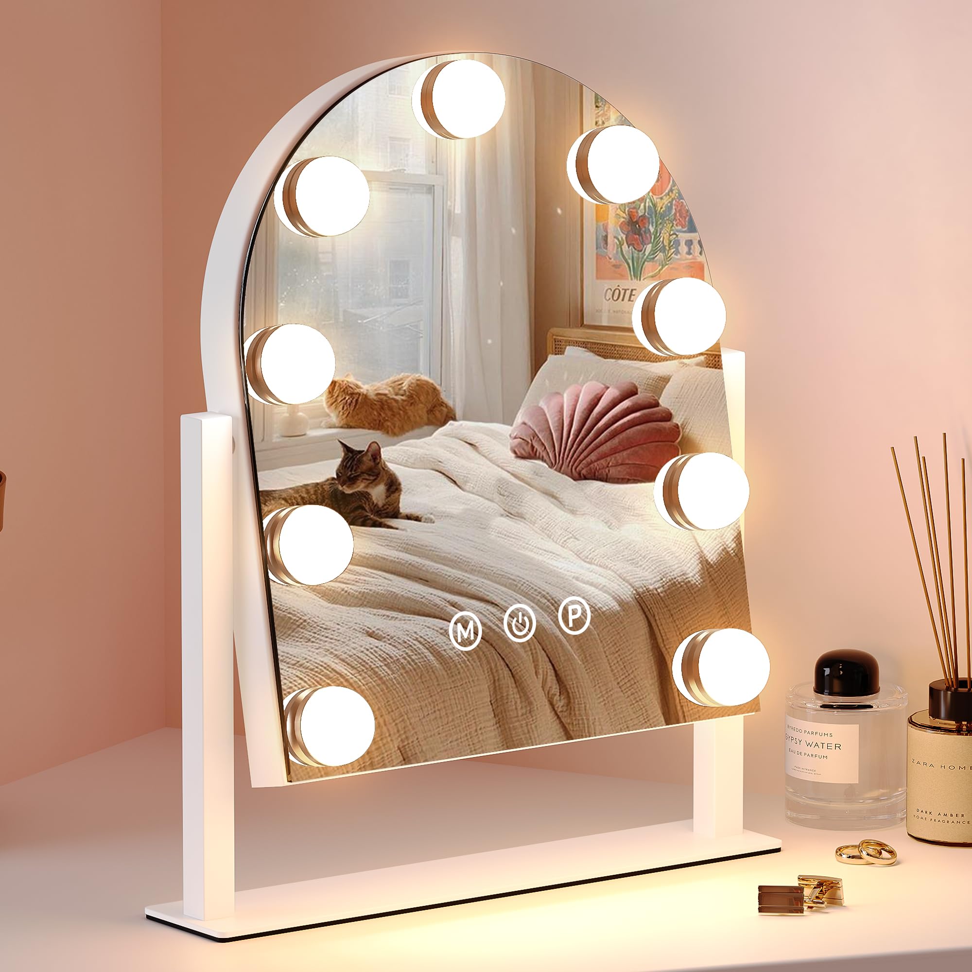 Photo 1 of *Minor Damage*
ZL ZELing Makeup Mirror with Lights, Vanity Mirror with Lights, Lighted Makeup Mirror, 3 Color Modes, Dimmable Light,360° Rotation