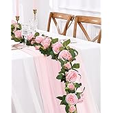 4 Pcs Flower Garland, 26.4 Ft Pink Floral Garland Fake Flowers for Home Wedding Party Wall Garden Room Outdoor Decor