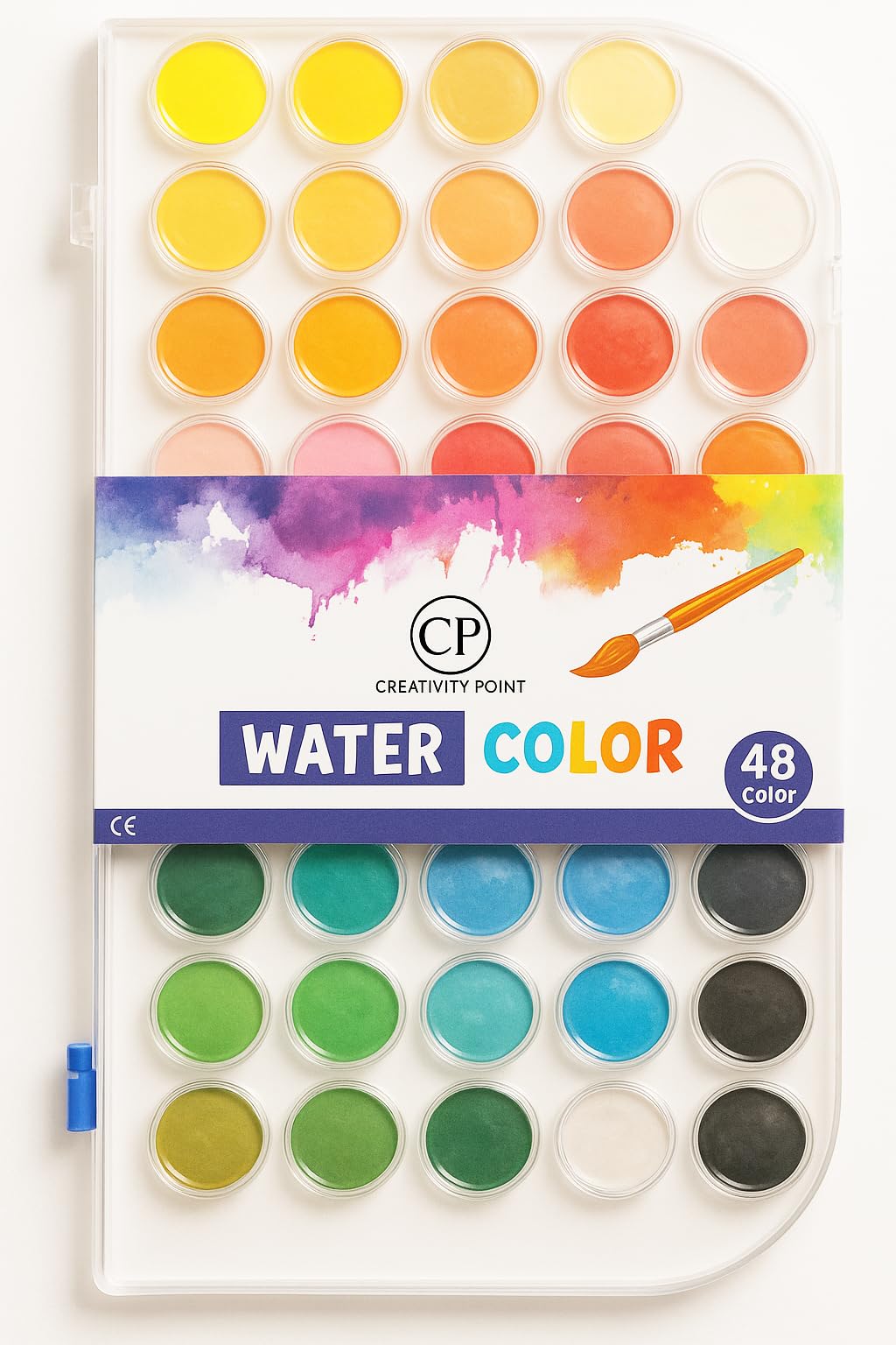 Creativity Point Watercolour Paint Set, 48 Colours with 1 Paint Brush & with the Mixing Palette, Watercolour Paint for Kids, Artists, Beginners, Students, Hobbyists, Adults, School