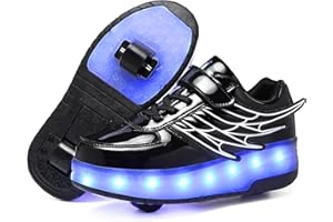 HOVERKICKES LED Roller Skate Shoes for Kids Boys Girls Light Up Roller Sneakers with Detachable Wheels Rechargeable Flashing Wheeled Shoes