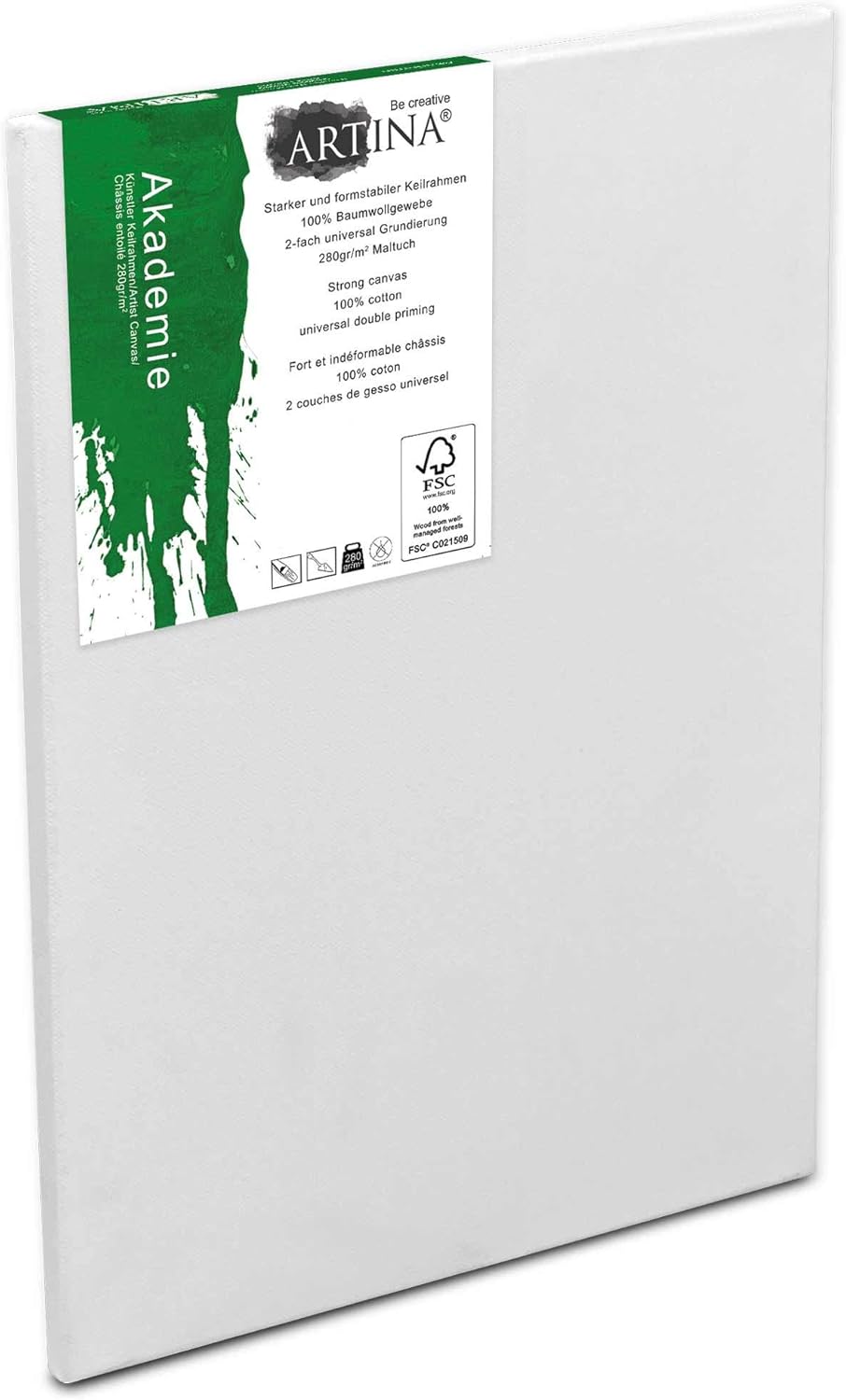 Artina 5pcs Paint Canvas Set 18x24 cm, FSC® Canvas for Painting 100% Cotton Canvas Stretcher Frame 280 g/m² - Image 5
