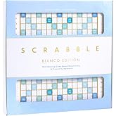WS Game Company Scrabble Bianco Edition Deluxe Rotating Wood Board Game Set | Coastal Design, Turntable, Raised Tile Grid, White Wood Tiles, Classic Word Game, 2-4 Players, Adults and Kids 8 and Up