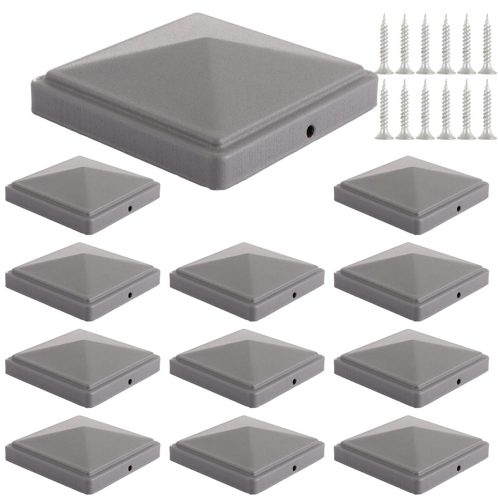 MEIDIV 12 Pcs Fence Post Caps Fits 4x4 inch Posts, Galvanized Post Caps, Fence Toppers Metal Newel Post Cap, Fence Capping Rail, Square Column Post Caps for Wooden Fences Posts Railings Steel Pipes