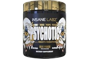 Insane Labz Psychotic Gold, High Stimulant Pre Workout Powder, Extreme Lasting Energy, Focus, Pumps and Endurance with Beta Alanine, DMAE Bitartrate, NO Booster