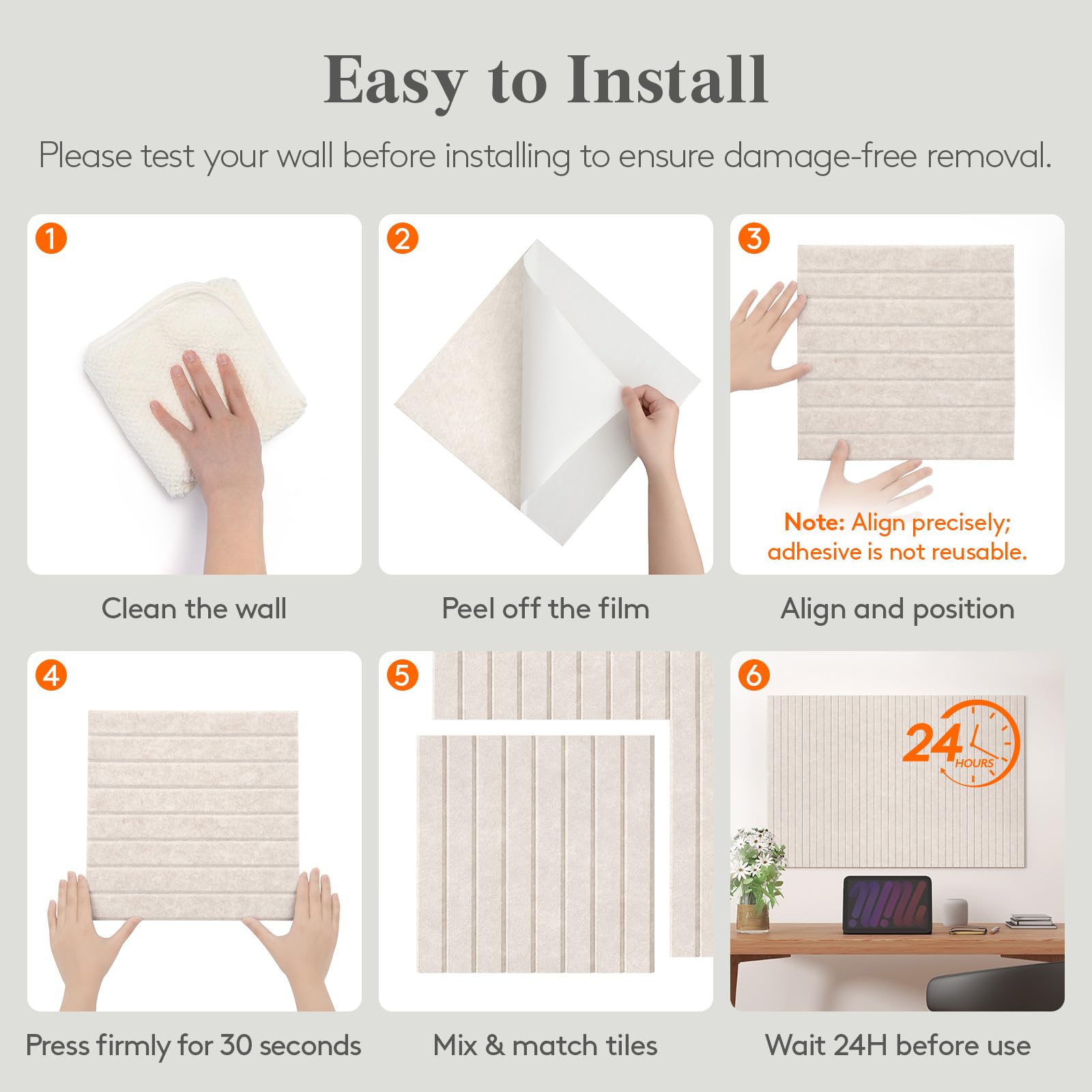 Lifewit 120 x 90 cm Filz Pinnwand Selbstklebend, 12 Pack Pinnwand Kork Alternative, Dekorative Vision Board Fotowand Pin Board Memoboard mit 50 Stück Pinnnadeln für Büro, Küche, Kinderzimmer, Beige 8