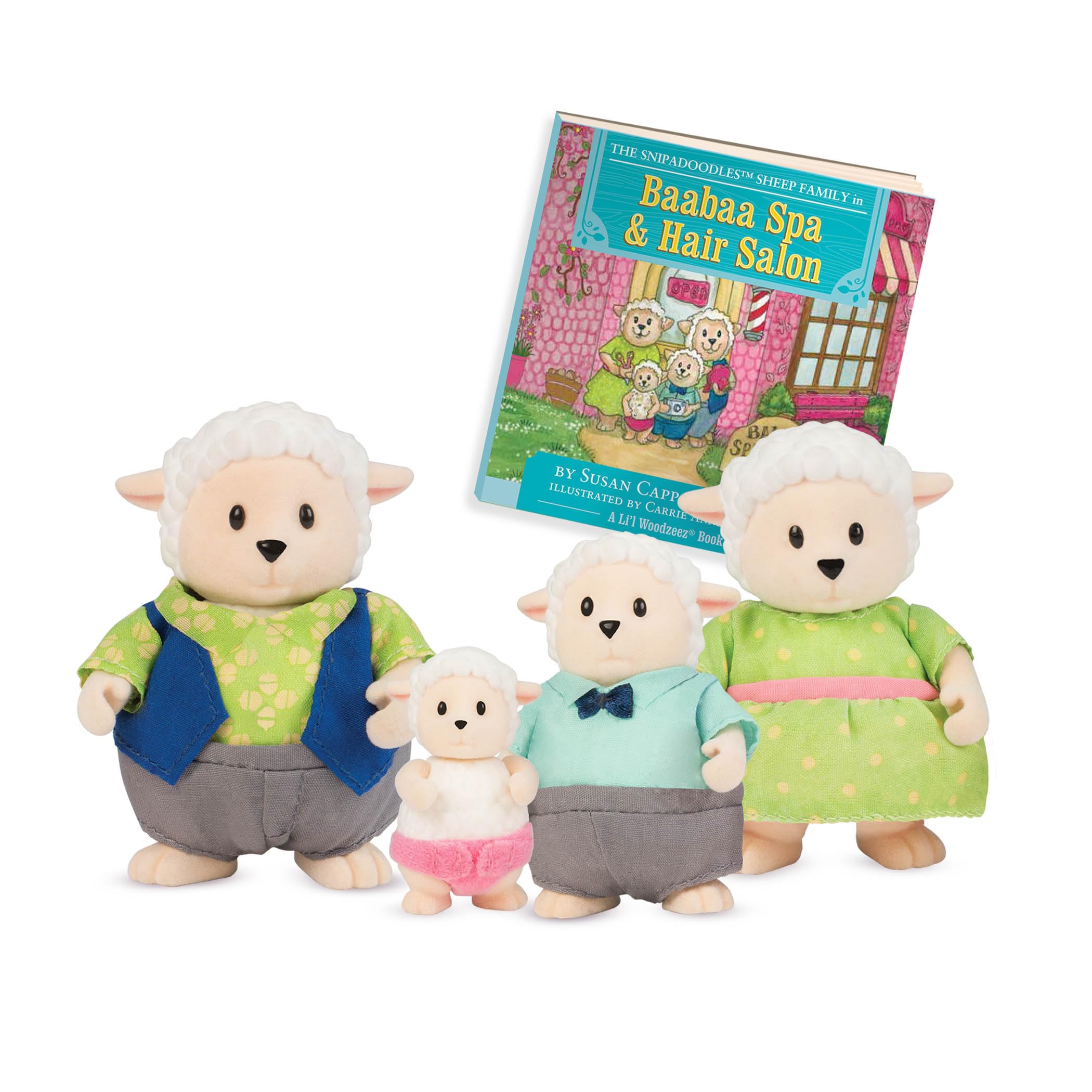 Li'l Woodzeez – The Snipadoodles Sheep Family – Set of 4 Collectible Posable Sheep Figures with Storybook – Pretend Play Doll Figures – 3+ Years — image 1